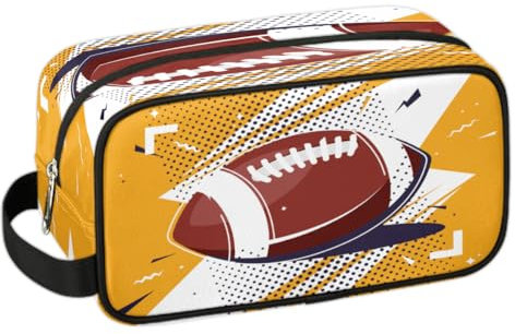 Reise-Kulturbeutel für Jungen und Herren, wasserdicht, zum Aufhängen, für Damen, Rasiertasche mit großer Kapazität für Reisen, Sportdusche, American Football, Gelb, American Football, Gelb