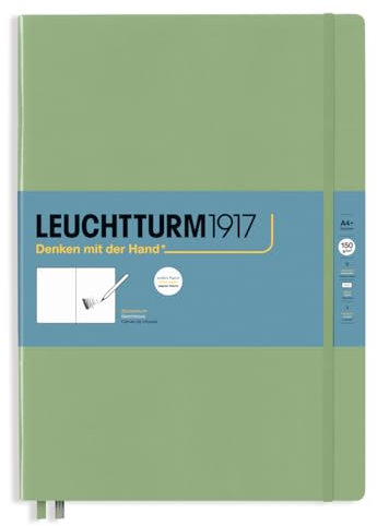 LEUCHTTURM1917 370348 Skizzenbuch Master (A4+), Hardcover, 112 Seiten (150 g/qm), blanko, Salbei