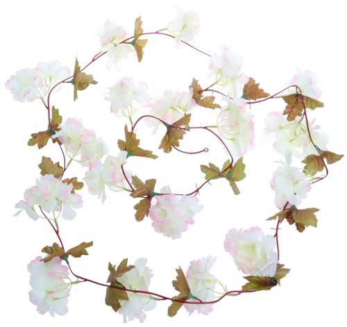 MAGICLULU Künstliche Kirschblüten Rattan Girlande Mit Blättern Dekorative Blumenrebe Für Hochzeitsdekoration Wandbehang Kranz Hellrosa