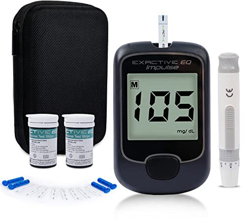 Blutzuckermessgerät, Exactive EQ Blutzuckertester Diabetes-Set, Blutzuckertest-Kit-Diabetes mit 50 Teststreifen - mg/dL
