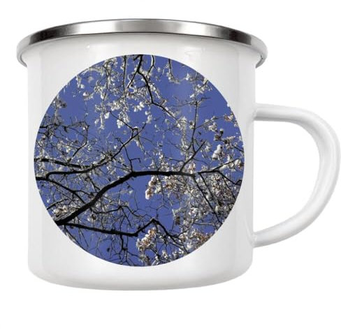 artboxONE Emaille Tasse Winterhimmel mit Bäumen von Wundertüte - Emaille Becher Natur
