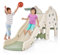 DREAMADE Toboggan Enfant en Forme d'Éléphant avec Panier de Basketball & Ballon, Toboggan 4 en 1 avec Zone Tampon & Marches Antidérapantes, pour Tout-Petits 18-48 Mois (Vert)