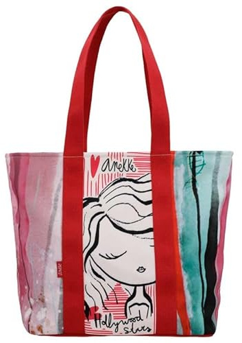 Anekke Strandtasche - Geräumige Tasche mit 2 Schultergriffen und Reißverschluss - Innenfutter und Taschen - Zubehör und Accessoires für Damen - Maße 43 x 35 x 18 cm, bunt
