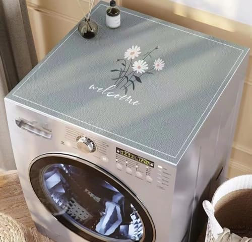 ZYHJAUP Estera Superior De Lavadora De Cuero De PVC，Cubierta Superior Antideslizante De Secado RáPido，Fundas para Lavadoras/Secadora Protector Cubierta Superior，impermeabilización J,65x70cm