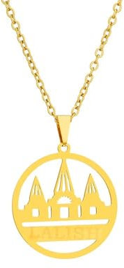 TDNEKMCA Yezidische Lalish-Anhänger-Halskette Mit Kartenanhänger – Karte Des Jezidischen Landes,Tempel-Halskette,Fernbeziehung,Geschenk Für Frauen,Mädchen,Männer,Weiß,50 Cm