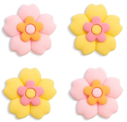 PERFECTSIGHT Lot de 4 capuchons pour manette Nintendo Switch et Switch Lite, rose Sakura + jaune
