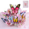 YianHien Geburtstagskarte Pop Up Frauen, Rosa Schmetterling und Blumen Geburtstagskarte mit Umschlag, 3D Schmetterling Karte für Freundin Ehefrau Mama Schwestern zum Geburtstag Hochzeit Jubiläum