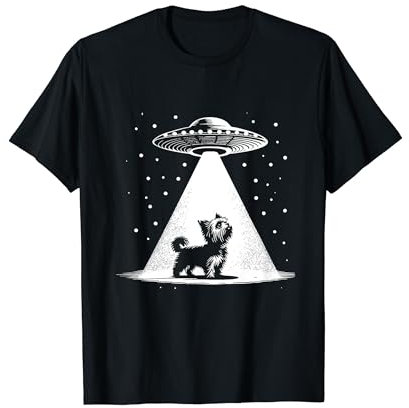 Teacup Yorkie Mom Dad Dog - Funny Alien UFO T-Shirt