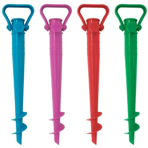 Acan Tradineur - Pack de 4 Soportes de sombrilla de Playa de 25 mm - Fabricado en plástico - Soporte de Base de Parasol con Rosca - 41,5 x 9,5 cm - Color Aleatorio