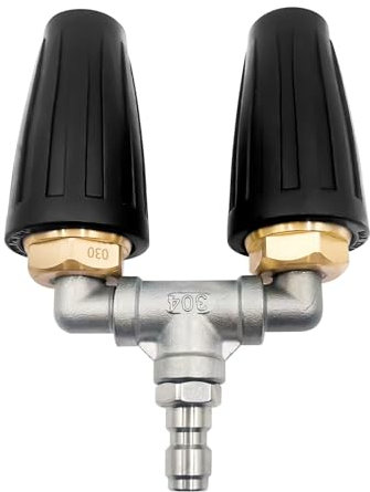 Double buse turbo pour nettoyeur haute pression 4000 psi, embouts de buse de nettoyeur haute pression rotatifs à 360° avec connecteur rapide de 6,35 mm, buse turbo double orifice 3.0, embouts de buse
