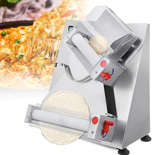 Roller Dough Sheeter Pasta Maker, Stainless Steel Electric Pizza Dough Press Machine - Adjustable Hand Lever Ball, Fully Automatic, Diameter 10-30cm