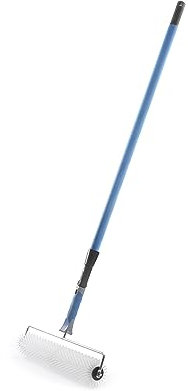 Spied Belüfterwalze für selbstnivellierenden Beton, Bodenbelag, Estrich und Latex, Rollaufsatz entfernt Luftblasen für eine glatte Bodenoberfläche, 460 mm breit und 20 mm Spießlänge, 2 m Teleskopstab