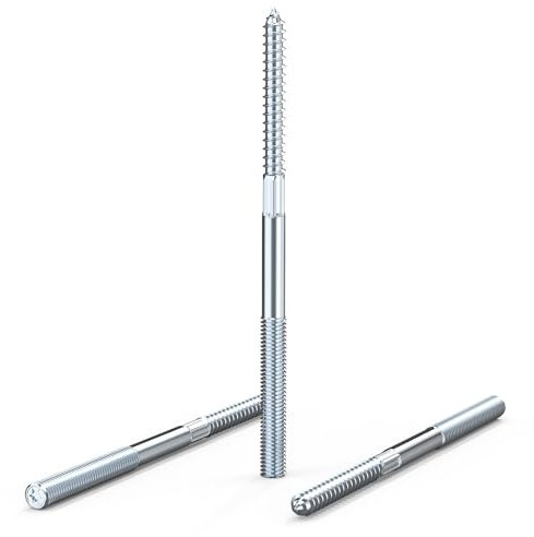ORTAVA Hanger Bolts M8, M8 x 140 mm Torx Hanger Bolts, TX25 Double Threaded Screws, Wood Screws, Made of Galvanised Steel (Pack of 10)