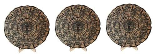 VILLCASE 3stücke Holzkalender Für Home Office Dekorative Holzrad-jahreskalender Für Kreative Bürogestaltung Für Meditation Und Persönliche Planung