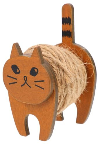 HOODANCOS 5 Sätze Katzenrolle Kabelaufbewahrung Gewebte Zahnseide Kabelhalter Im Katzendesign Kabelmanagement Lanyard-Halter Kreative Kabeltrommel Praktischer Kabelhalter Fadenhalter Hölzern