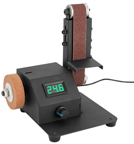 Mini Bandschleifer, 350W Bandschleifmaschine Elektrischer Bandschleifer Tischpolierer Tischschleifer, Elektrischer Schleifer Stufenlos Einstellbare Geschwindigkeit