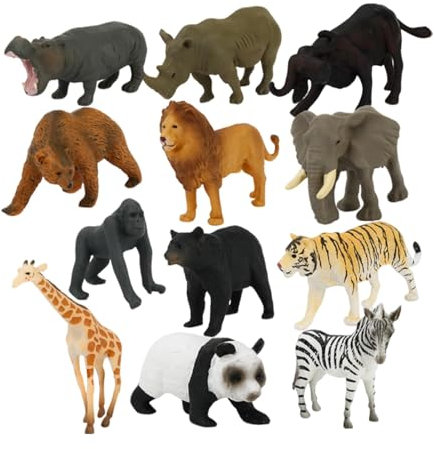 Harilla 12 Stück Afrika-Tiermodelle, Tierfiguren, Bastelornament, handgefertigt, realistische Tiere, Spielset für Spielhaus, Dekoration, Partygeschenke