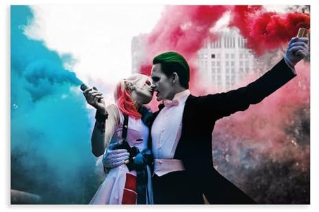 Filmposter Harley Quinn und Joker auf Leinwand, Schlafzimmer, Landschaft, Büro, Raumdekoration, Geschenk, 30 x 45 cm