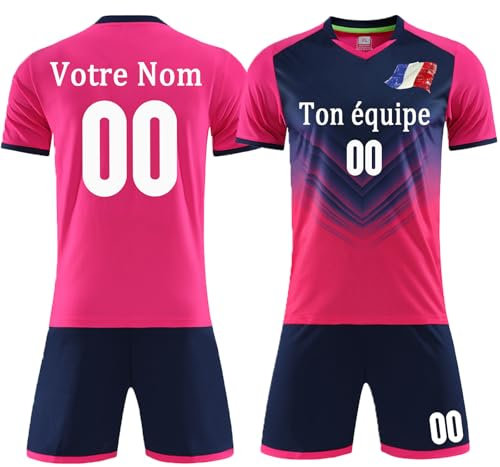 Ensemble Foot Personnalisé Maillot de Foot Enfants Homme Maillot Football Personnalisable Vêtements de Football avec Votre Numéro de Logo de Nom d'Équipe