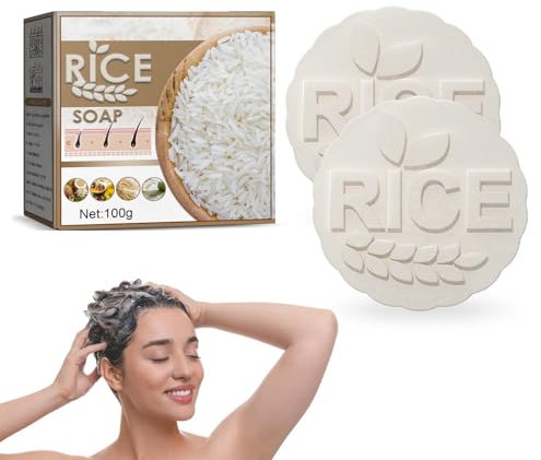 100g Haar Shampoo Bar, Reiswasser Shampoo Bars für Haarwachstum & Stärkung, Haarausfall Anti Schuppen, Shampoo Seife für Haarwachstum, Nährend, Volumenstärkend und Stärkend 2PCS soap (1)