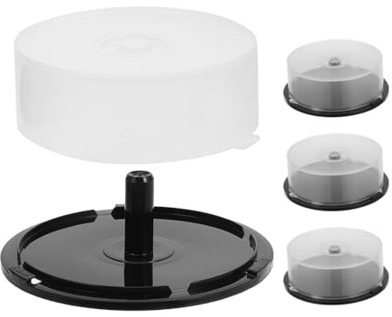 Ciieeo 4pcs Cd Dvd Cake Box Spindle Plastic Column Empty Storage Container for 25 Discs Spring Cleaning Storage Box