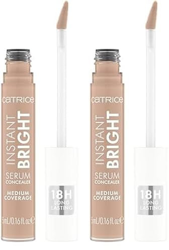 Catrice Instant Bright Serum Concealer, Nr. 010C, Nude, feuchtigkeitsspendend, langanhaltend, strahlend, für trockene Haut, vegan, ölfrei, ohne Konservierungsstoffe, ohne Parabene, 2er Pack (5ml)