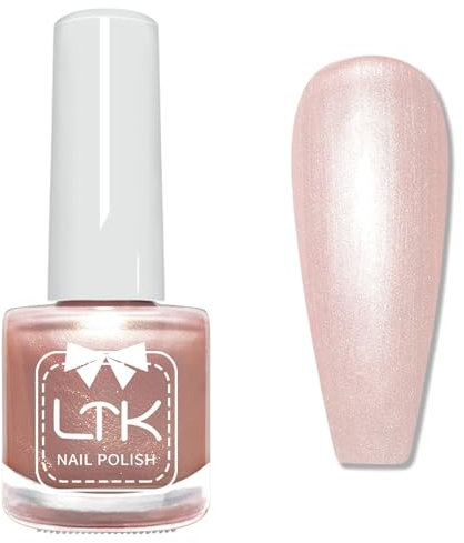 Champagne Gold Nail Polish - Pearl Nail Varnish - Rose Gold Glitter nail Polish - No Bake Quick Dry Nail polish Reflecting Shimmer White Gloss - Pearlescent nail Polish Smooth No Chip Long Last