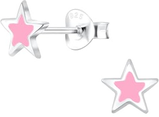 Monkimau Mädchen Ohrringe Stern | Ohrstecker aus 925 Sterling Silber | Kinderohrringe hypoallergen