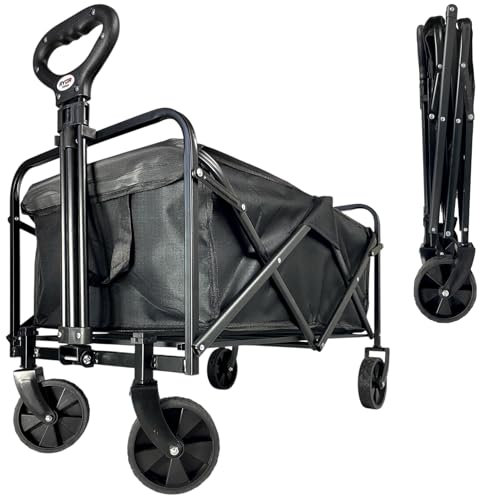 70L Folding Trolley on Wheels, Portable Festival Wagon, Collapsible Camping Cart, Foldable Trolly for Outdoor | Garden | Picnic | Shopping | Beach | Fishing