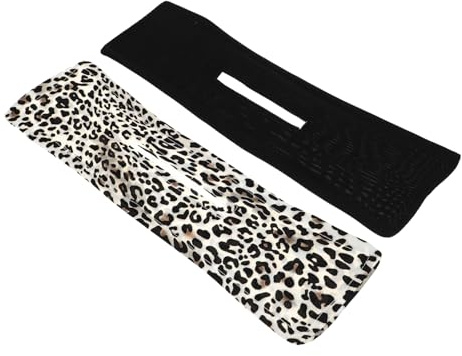 OUNONA Diademas De Alambre De Hierro 2 Piezas Tamaño Estándar Lazo Retorcido Para Peinados, Accesorios Para Cabello De Mujer Fiestas y Concursos, Colores Negro y Estampado De Leopardo