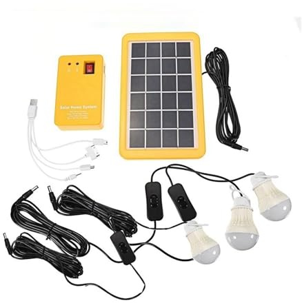 Kit de générateur de panneau d'énergie solaire for la maison avec 3 ampoules LED, lampe solaire, éclairage de secours, 4 têtes, chargement USB for jardin extérieur Pour le bricolage(3W-3Bulb)