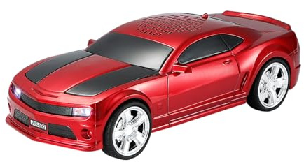 Supercar Model Wireless Speaker with TWS Stereo Sound, FM Radio & Dynamic LED Lights, USB/TF Playback and Hands-Free Calling, for Home Desktop Decor, in Red