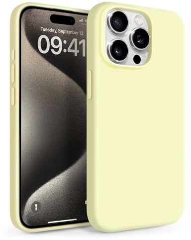Newseego for iPhone 15 Pro Max Case Liquid Silicone Cover, Yellow | Solid Color, Slim Fit, Silky Soft Touch, Comfortable Grip, Shockproof, Anti-Scratch, Precise Cutouts, Responsive Buttons