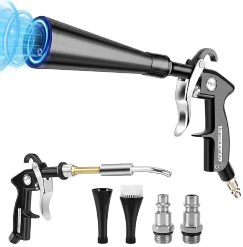 Alrens Car Dry Cleaning Air Blow Gun, Compressed Blower Gun | high-pressure, 360° nozzle, dusting brush, lightweight, Drying & Cleaning, for seats/rims/engine/interior/Hard-to-Reach Areas