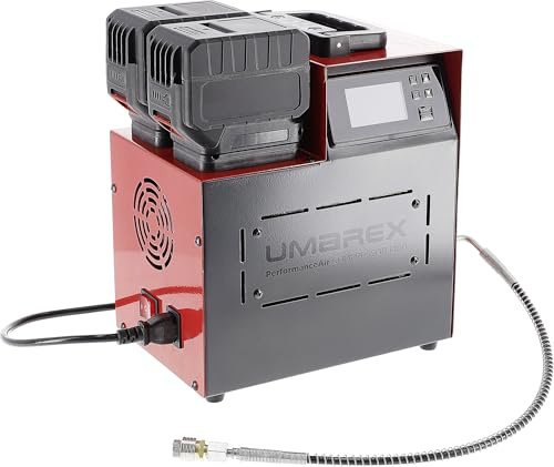 Umarex PerformanceAir 1400 PCP Kompressor | Portabler Hochdruckkompressor bis 300 bar, Akku oder 230 V Betrieb, Foster-Anschluss, Inkl. 2 Li-Ion Akkus und Ladegeräte