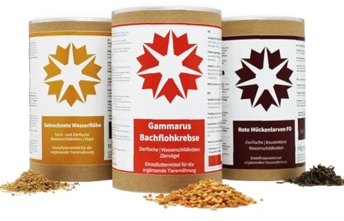 Baby Koifutter Set – Naturfutter für gesundes Wachstum junger Koi | 3x 1L schwimmende Naturfutter: Gammarus, Daphnien & rote Mückenlarven FD – Hohe Futterakzeptanz