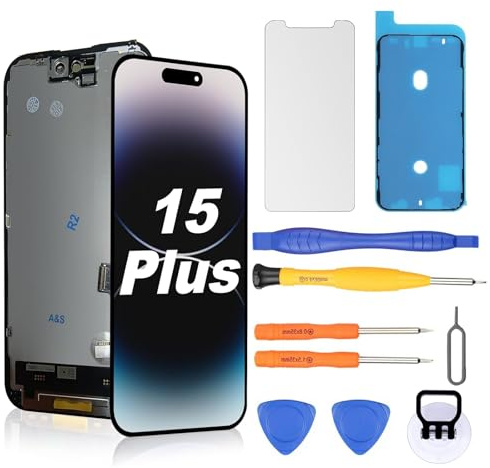 NB+ Ersatzdisplay für iPhone 15 Plus LCD 80Hz Retina Full HD Display Digitizer mit vollständigem Reparaturwerkzeug-Set, Bildschirmschutzfolie, wasserdichtem Klebeband
