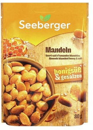 Seeberger Mandeln Honig & Salz, halbierte Mandelkerne, geröstet (13 x 80 g)