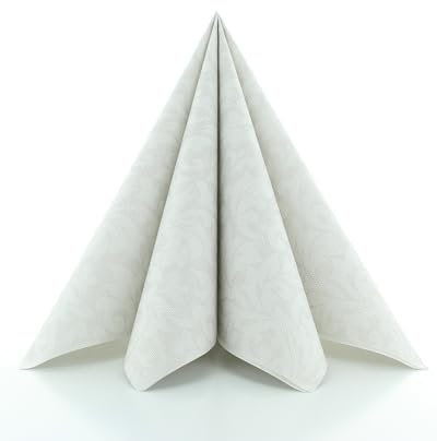 Sovie Horeca Linclass Airlaid Servietten Mika Hellgrau 50 Stück - Einmalservietten 40 x 40 cm - Reißfest & Saugstark - Für Hochzeit, Geburtstag, Party