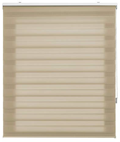 Blindecor Rollo nach Maß für Nacht und Tag - Farbe Beige, 140 x 250 cm (Breite x Höhe), Stoffgröße 137 x 245 cm, Nacht- und Tagesrollo