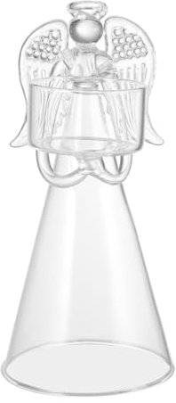 Garneck Portavelas de cristal con forma de ángel, para Navidad, boda, decoración