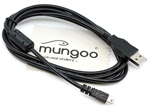 USB Datenkabel kompatibel mit Nikon CoolPix L15, L16, L18, L19, L20, L21, L22, L23, L3, L4, L5, L6, L610, L820, P1, P100, P2, P3 Digitalkamera 1,5m Daten Kabel OTB mit mungoo Displayputztuch