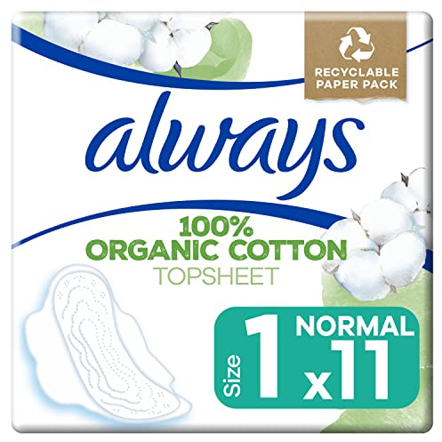 Always Cotton Protection Ultra Normal Damenbinden mit Flügeln x11, Oberfläche aus 100 Prozent Bio-Baumwolle