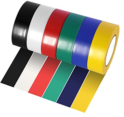Xrkuu 6 Rolls Mixed Colour Electrical Tape, 18mm x 10m Self-Adhesive PVC Insulation Tape, Waterproof and Heat Resistant for Wire Repair and Cable Protection
