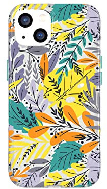 tech21 Evo Art - Custodia protettiva per iPhone 13, motivo floreale, compatibile con Apple Magsafe con protezione multi-goccia da 3,7 m, Foglia verde, 9320