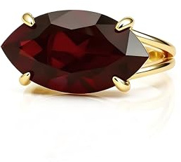 Fett Granat Ring im 14k Gold - Marquise Schliff Granat Ring - Frauen Edelsteinschmuck für Mode, Verlobung, Geburtsstein, Hochzeit, Jahrestag Geschenke für Frauen - Individuelle Größe und Material