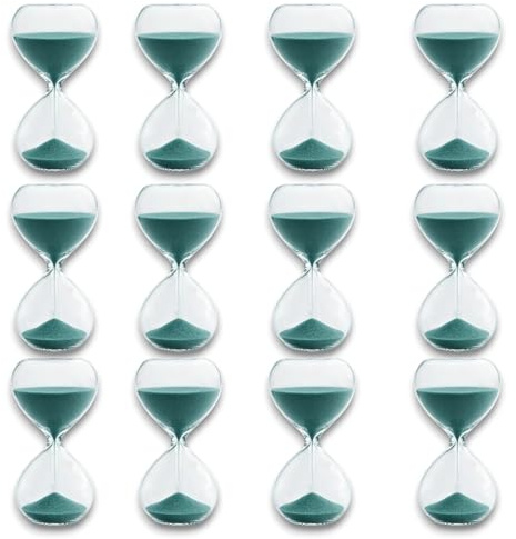 12 pezzi Clessidra colore celeste misura 8 cm durata 3 minuti decorazione casa oggettistica timer tempo regalo idea bomboniera