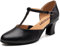 RUYBOZRY Women's Ballroom Dance Shoes Closed Toe Latin Salsa Tango Modern Character Dancing Shoes with 6cm Heel Suede Sole Black,7.5UK