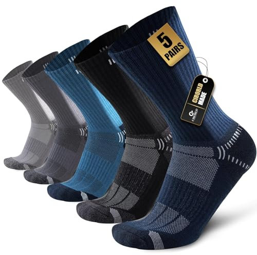 Circorld Chaussettes Homme Mèche Respirant Homme Femme Chaussettes de Sport pour Running Randonnée Trekking Marche 5 Paires 43-46 (Multicolore)