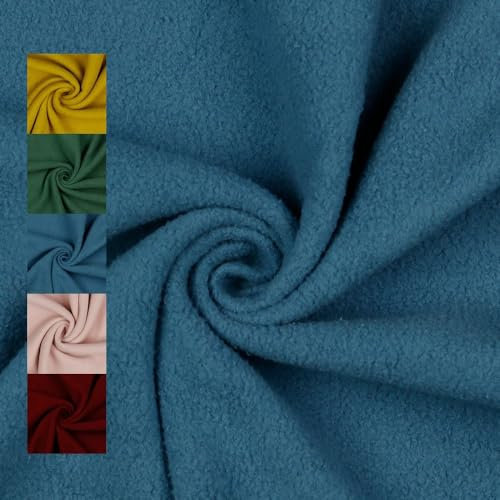 Leichter Baumwoll-Fleece | zum Abfüttern von Mützen, Jacken | für Bekleidung | ab 50 cm | Meterware (jeans)